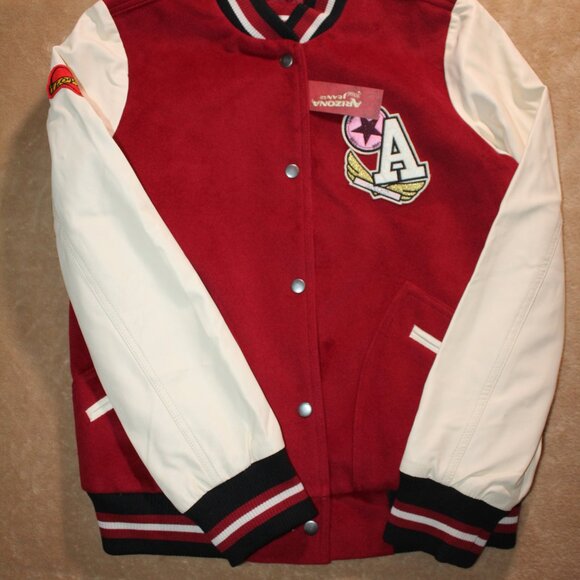 NWT Arizona Jean Co. Sz. L Red Varsity Letterman Retro Red Button Jacket (AA2) - Picture 2 of 7